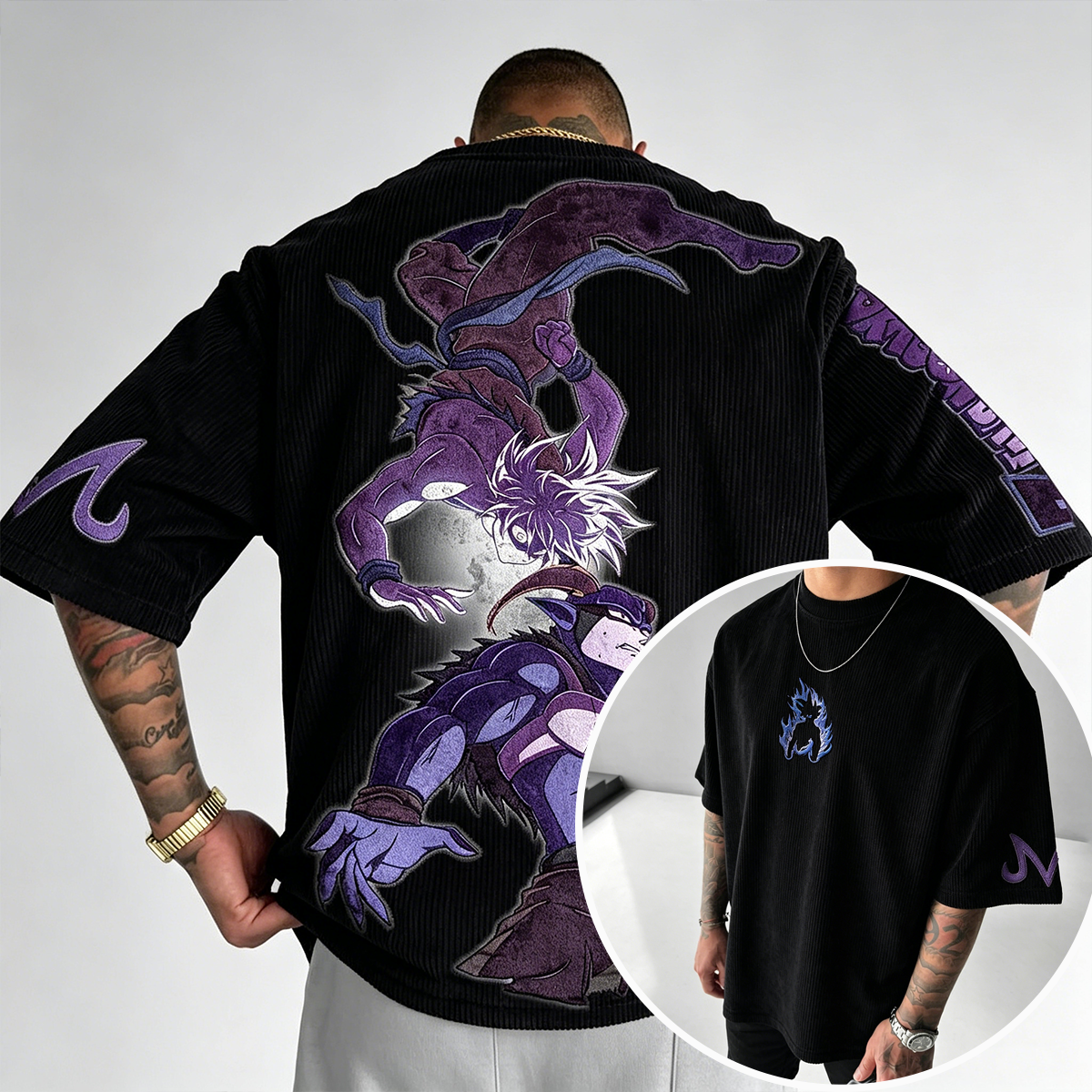 Dragon Ball Anime-Inspired Vintage Waffle Knit T-Shirt