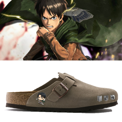 Attack on Titan Anime Unisex Boston Soft Footbed Suede Leather