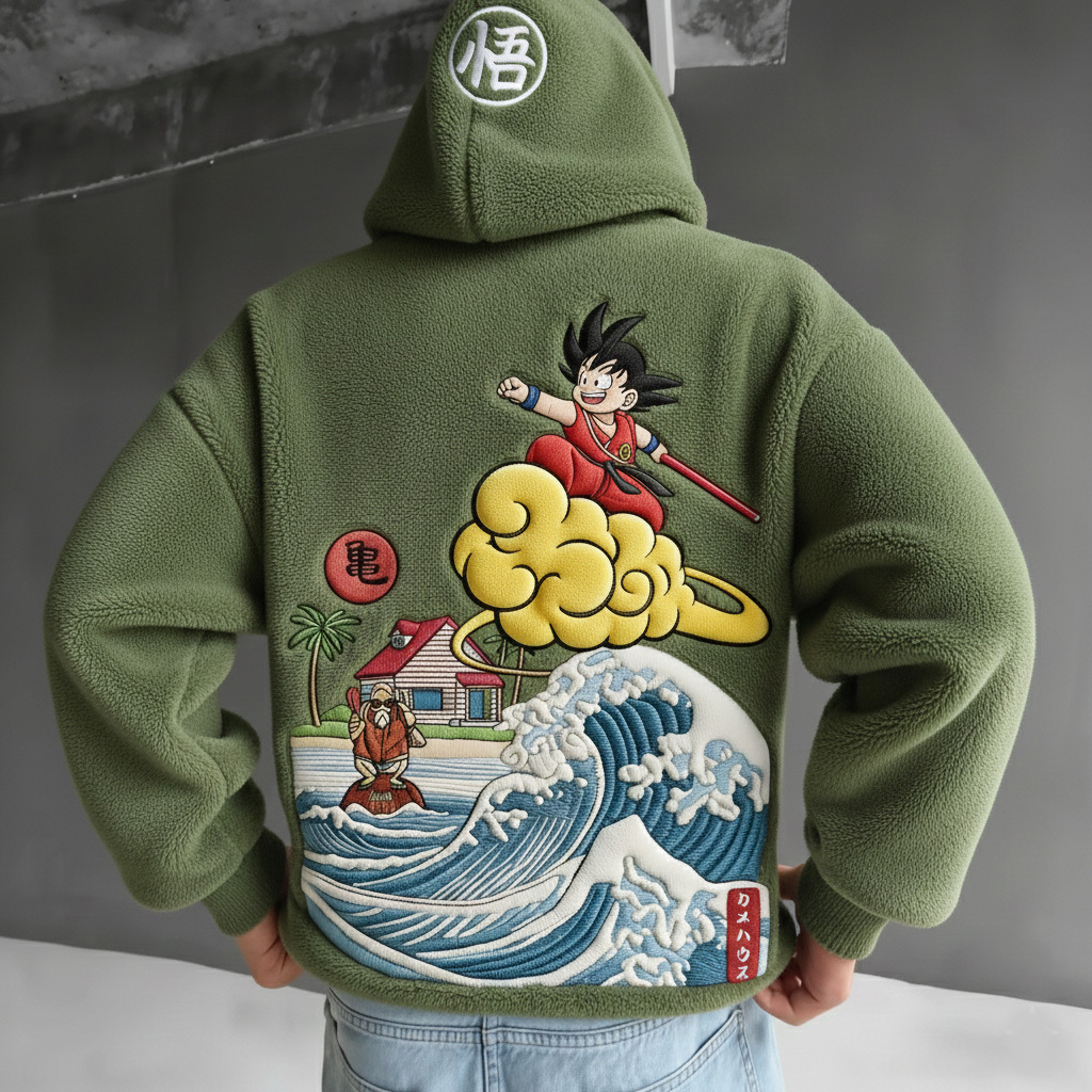 Dragon Ball Color-blocked Plush Hoodie