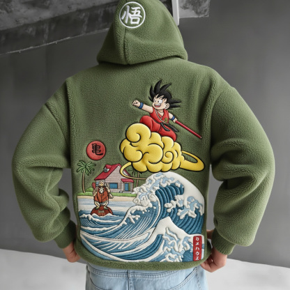 Dragon Ball Color-blocked Plush Hoodie