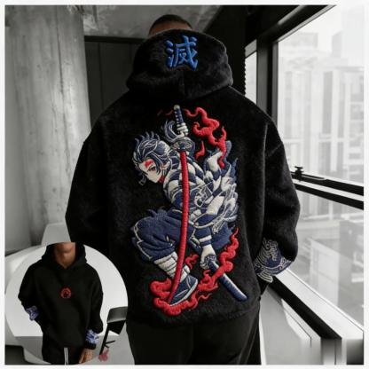 Men's Demon Slayer: Kimetsu no Yaiba Tanjiro Kamado Color-blocked Plush Hoodie