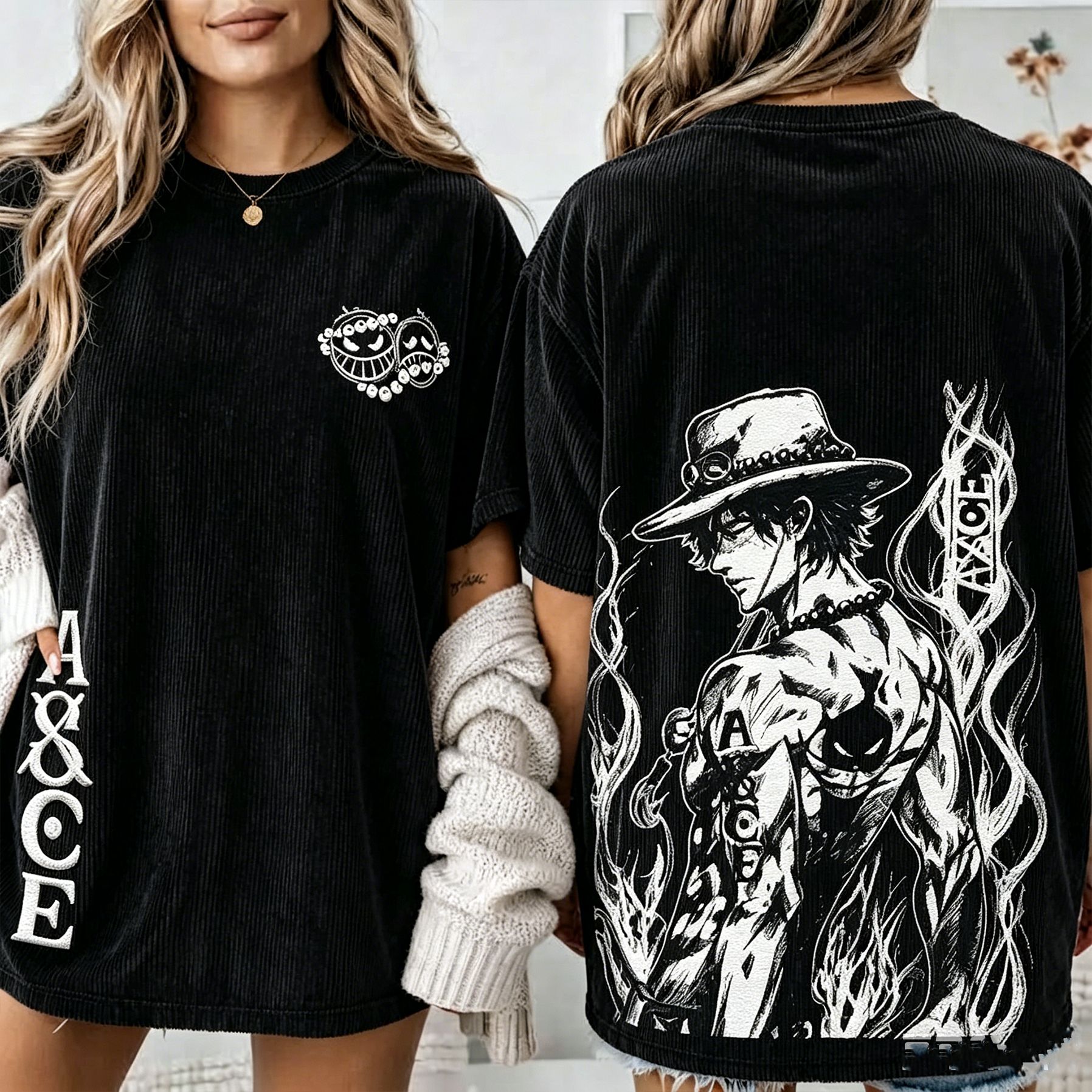 One Piece Anime Vintage Corduroy T-Shirt