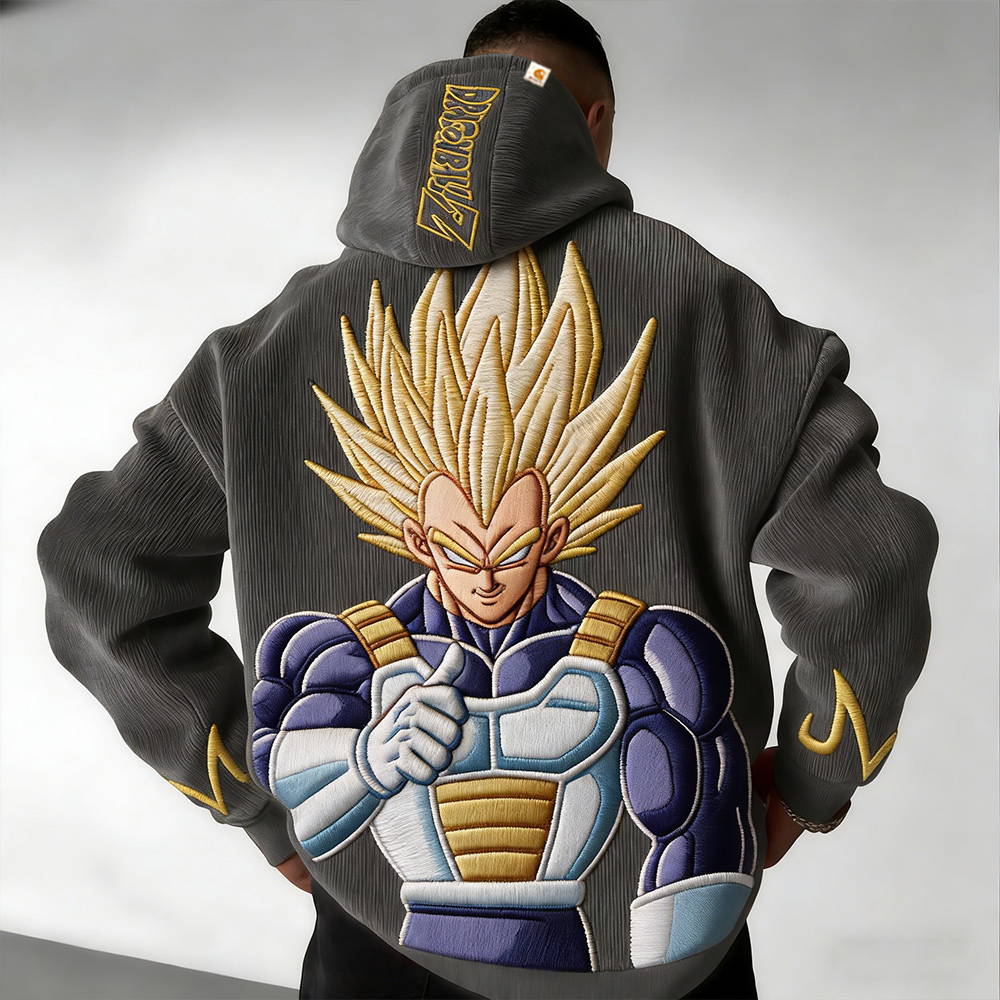Dragon Ball  Color Blocked Corduroy Hoodie