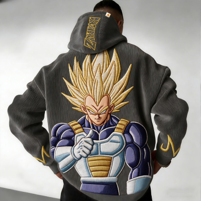 Dragon Ball  Color Blocked Corduroy Hoodie