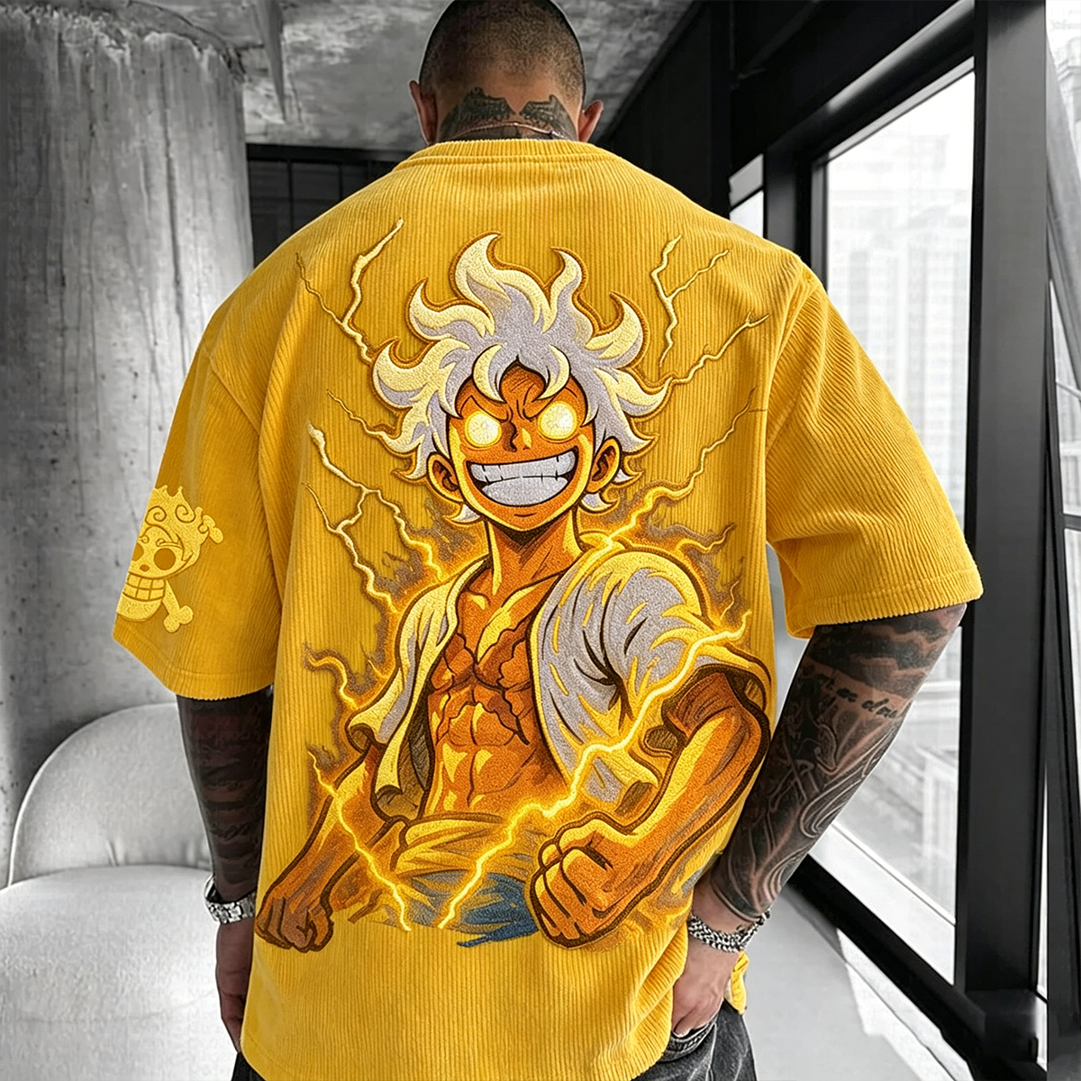 One Piece Anime Vintage Waffle Knit T-Shirt