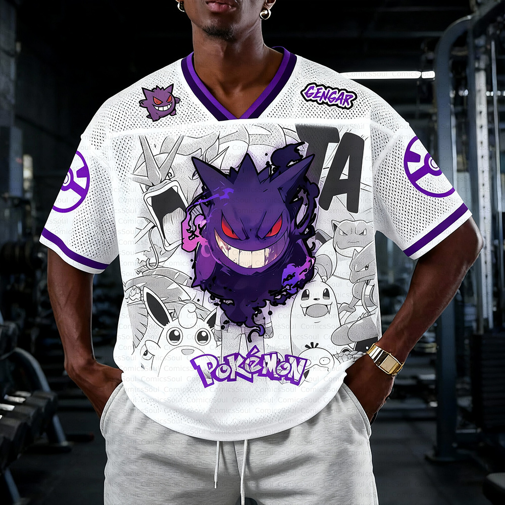 Unisex Anime Retro Mesh Sports Jersey T-Shirt