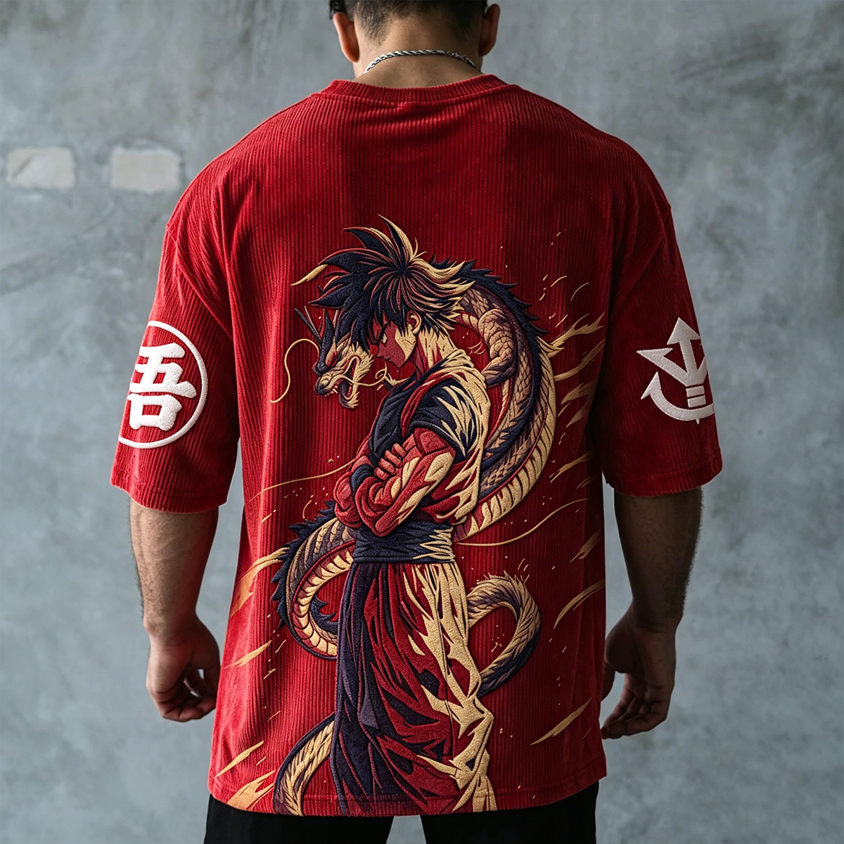 Dragon Ball Anime-Inspired Vintage Waffle Knit T-Shirt