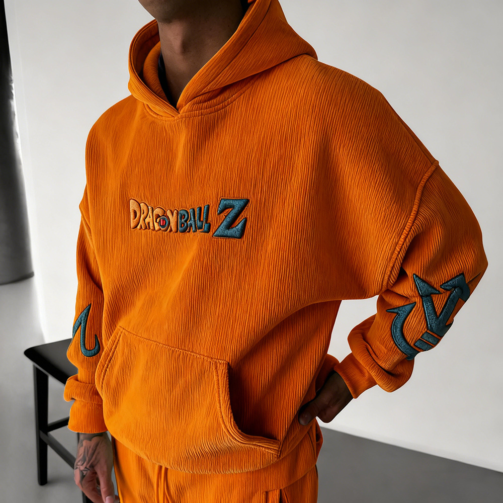Dragon Ball Color Blocked corduroy Hoodie