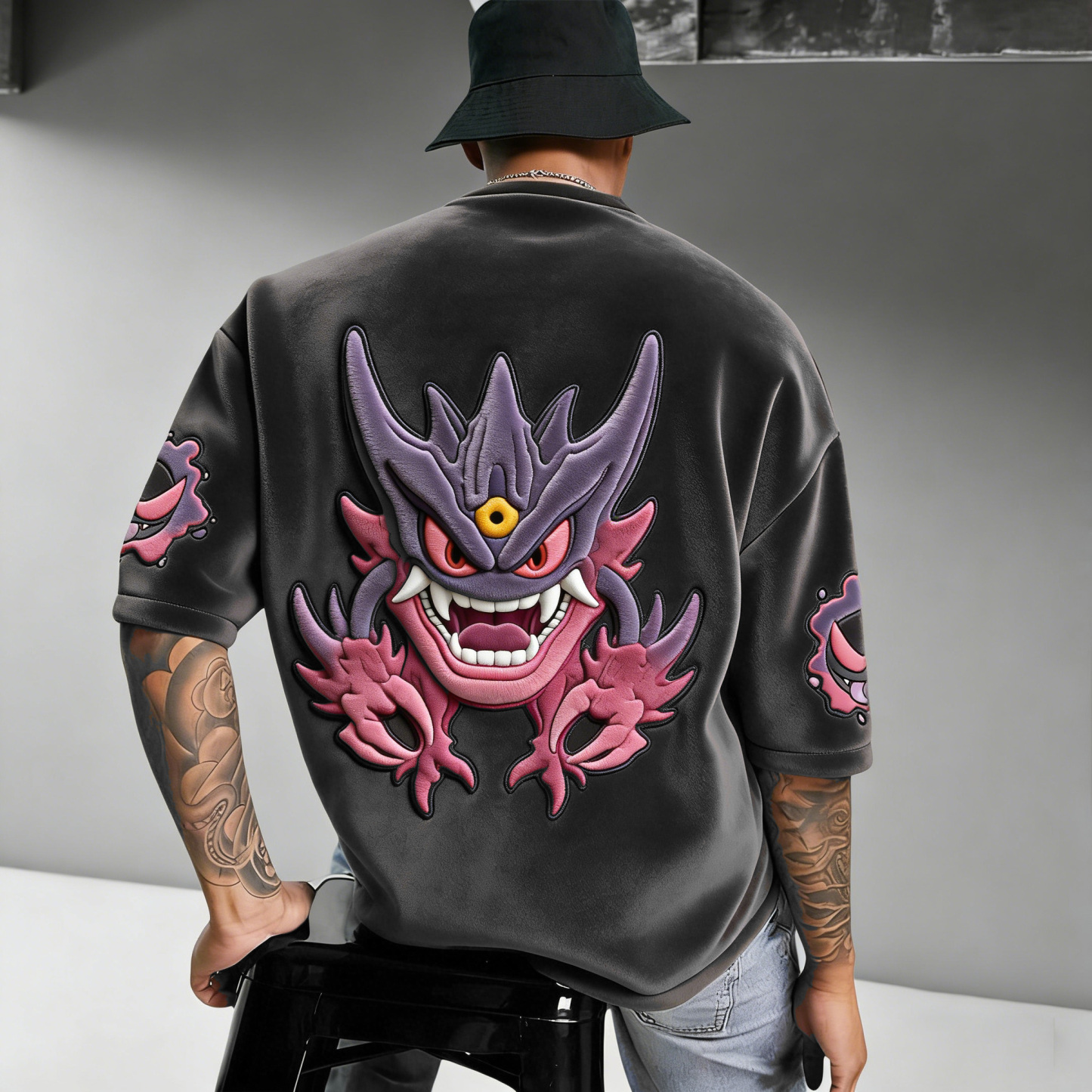 Pokémon Color-blocked Unisex Fleece Oversized T-shirt