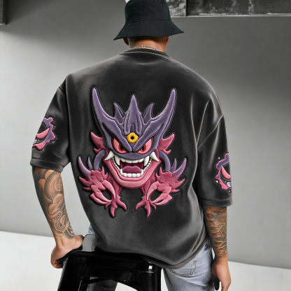 Pokémon Color-blocked Unisex Fleece Oversized T-shirt