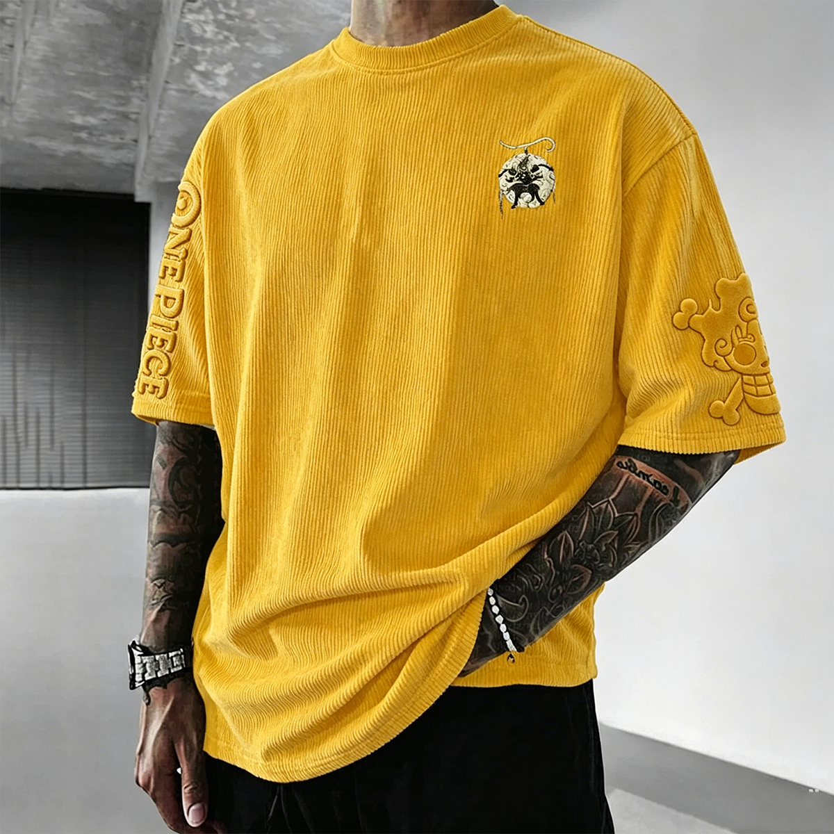One Piece Anime Vintage Waffle Knit T-Shirt