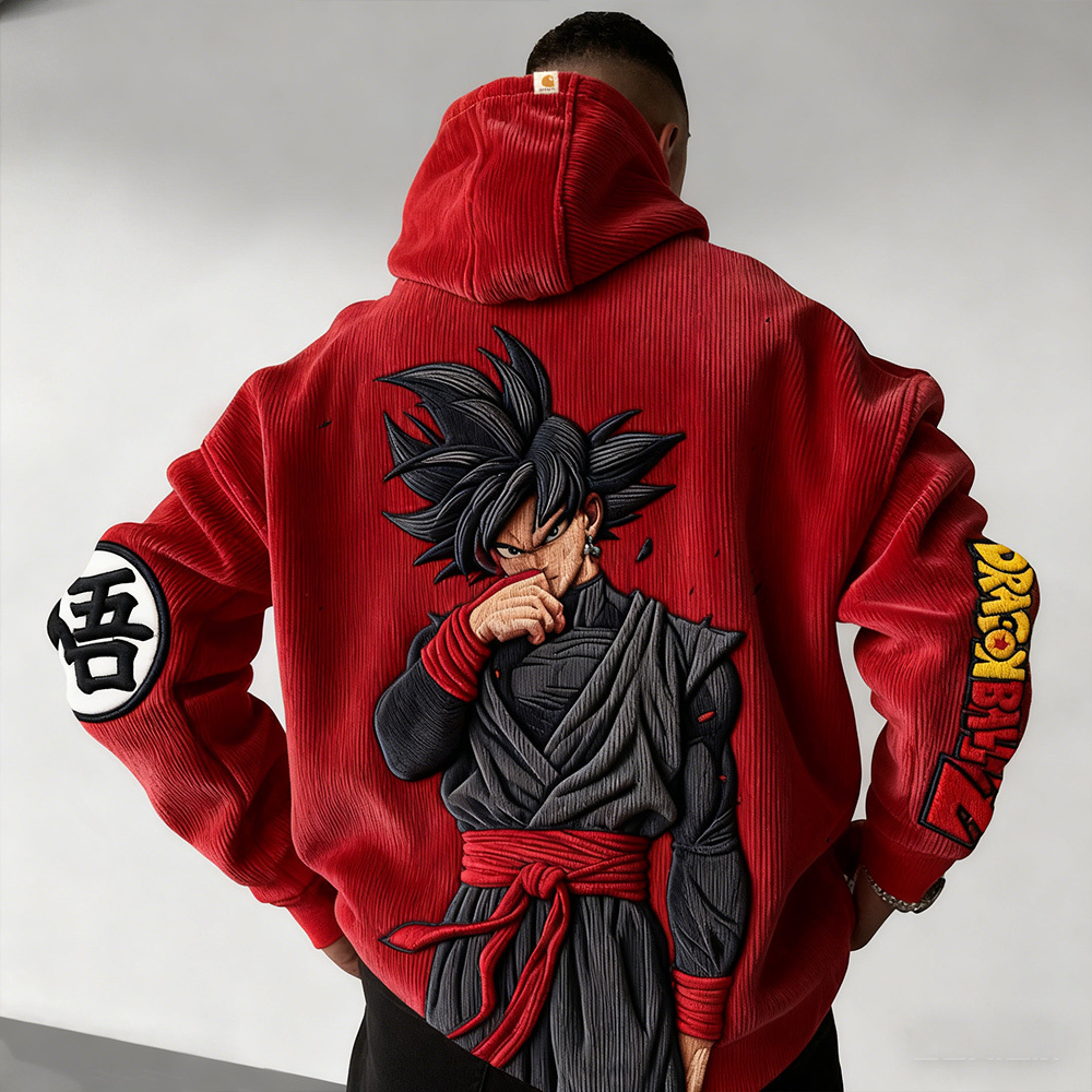 Dragon Ball Color Blocked corduroy Hoodie
