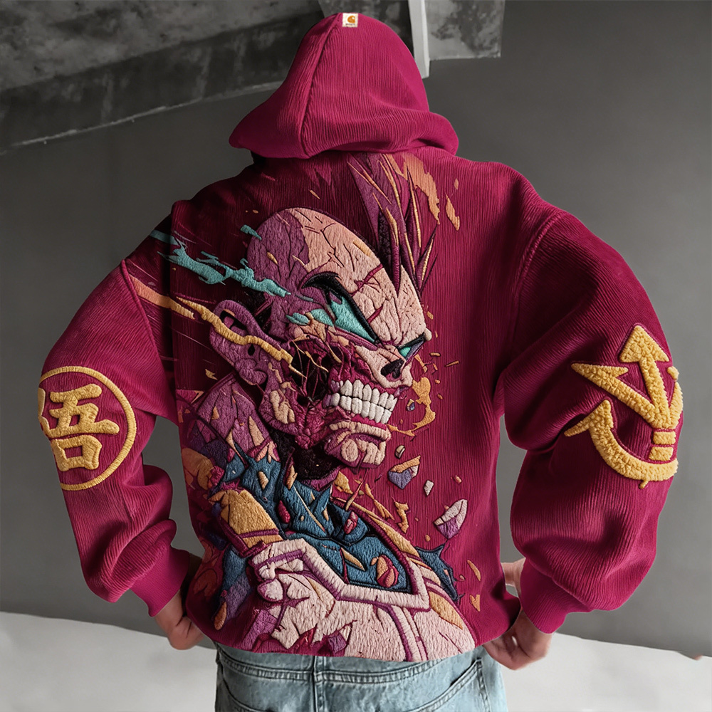 Dragon Ball Color Blocked corduroy Hoodie