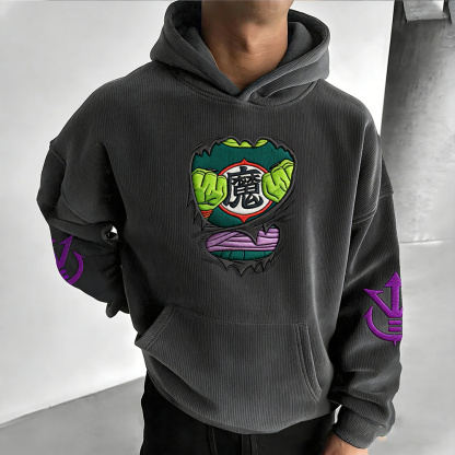 Dragon Ball Color Blocked Corduroy Hoodie