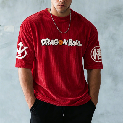 Dragon Ball Anime-Inspired Vintage Waffle Knit T-Shirt
