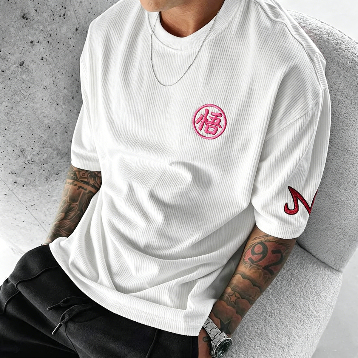 Dragon Ball Anime-Inspired Vintage Waffle Knit T-Shirt