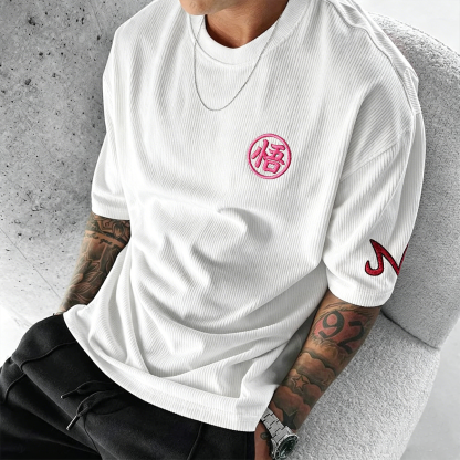 Dragon Ball Anime-Inspired Vintage Waffle Knit T-Shirt