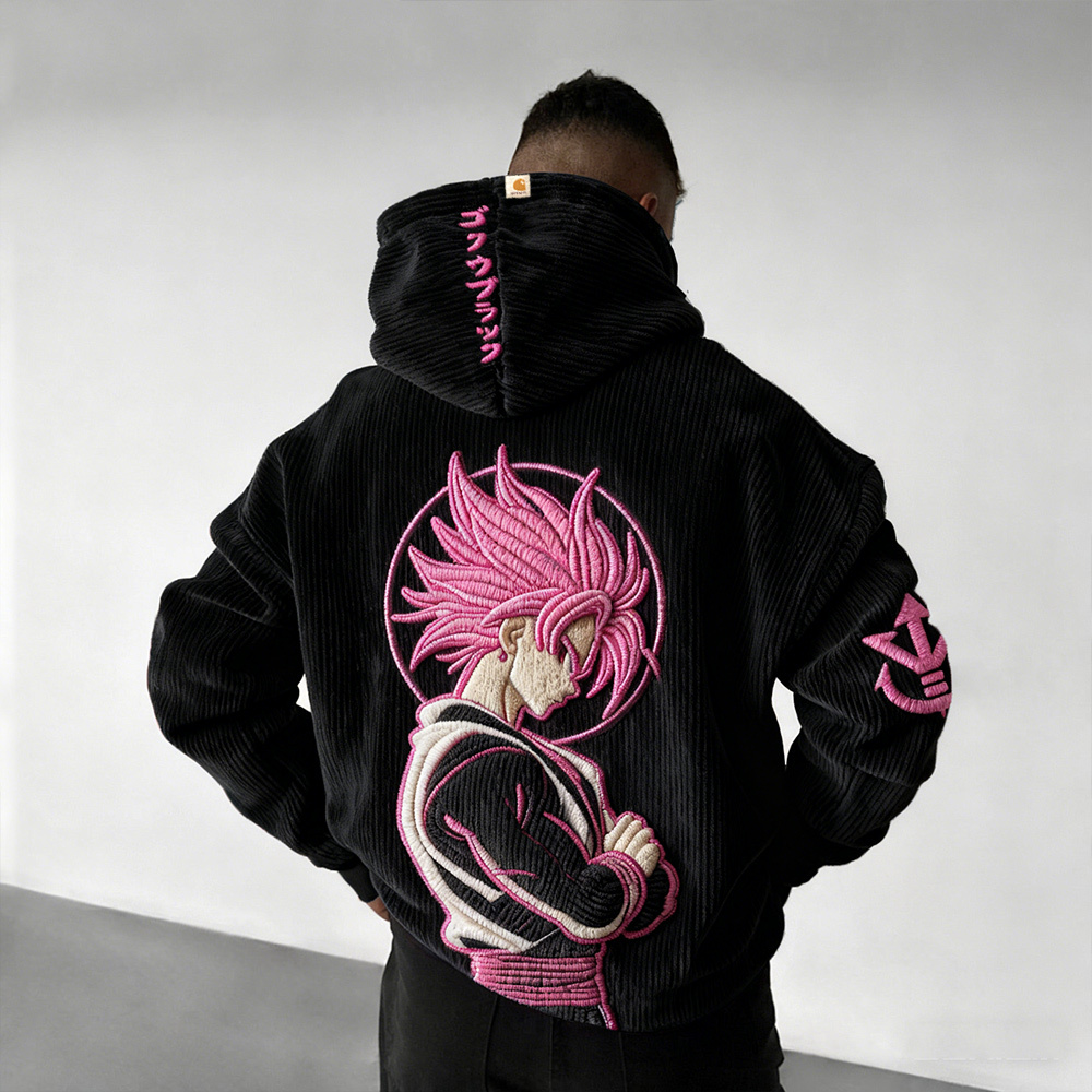 Dragon Ball Color Blocked corduroy Hoodie