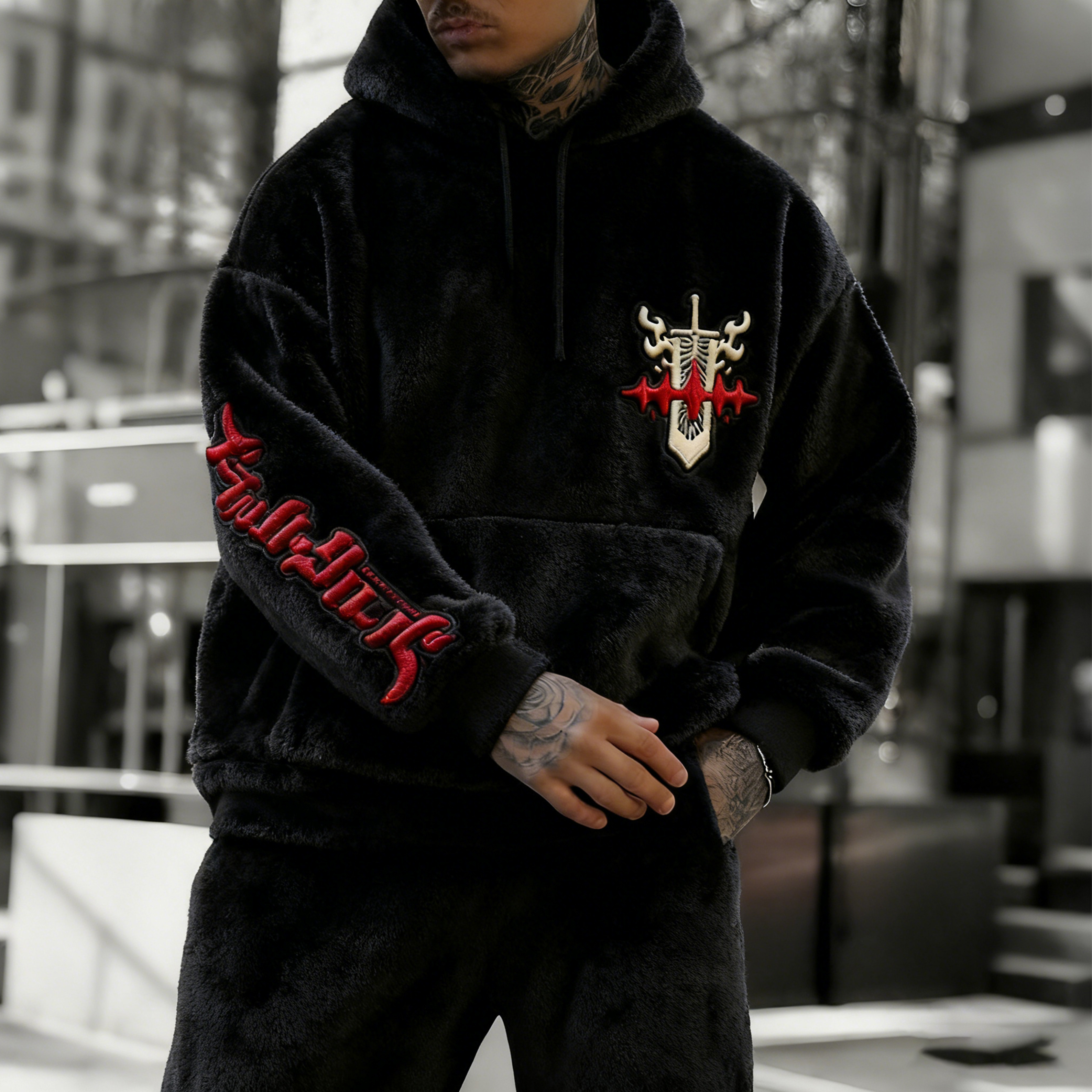 black clover Color Blocked Plush Hoodie