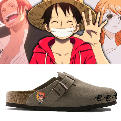 One Piece Anime Unisex Boston Soft Footbed Suede Leather