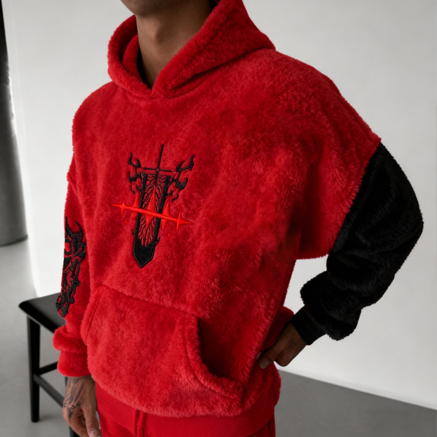 Black Clover Color Blocked Plush Hoodie