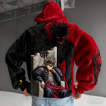 Black Clover Color Blocked Plush Hoodie