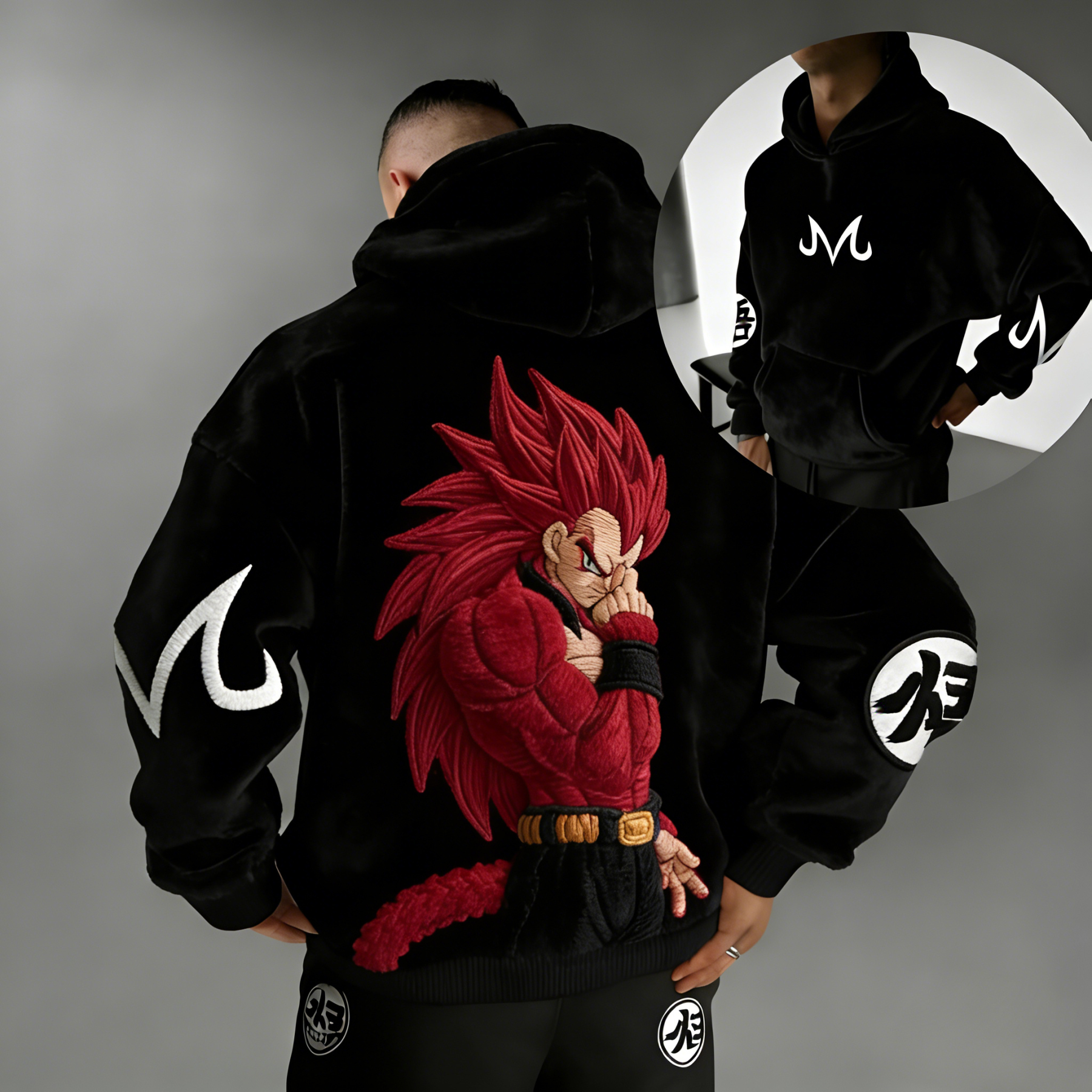 Dragon Ball Super Saiyan 4 Vegeta Color-blocked Plush Hoodie