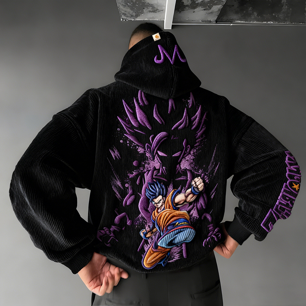 Dragon Ball Color Blocked corduroy Hoodie