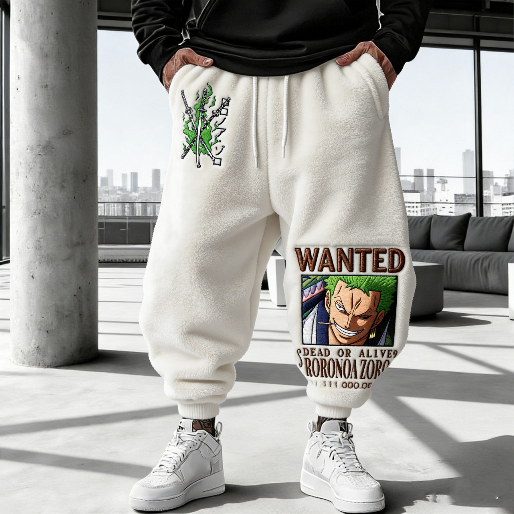 ONE PIECE:Roronoa Zoro-blocked Plush Pants