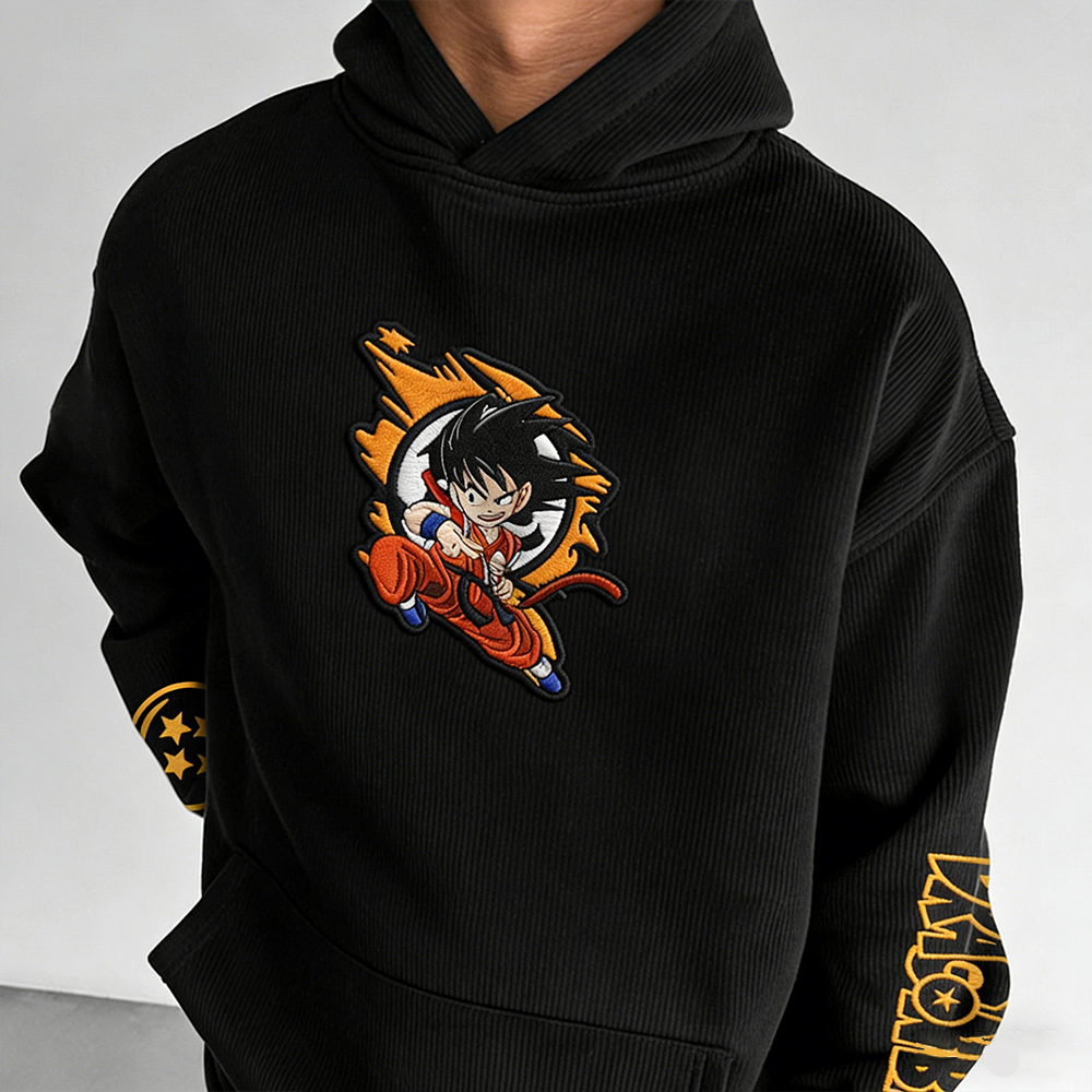 Dragon Ball Color Blocked Corduroy Hoodie