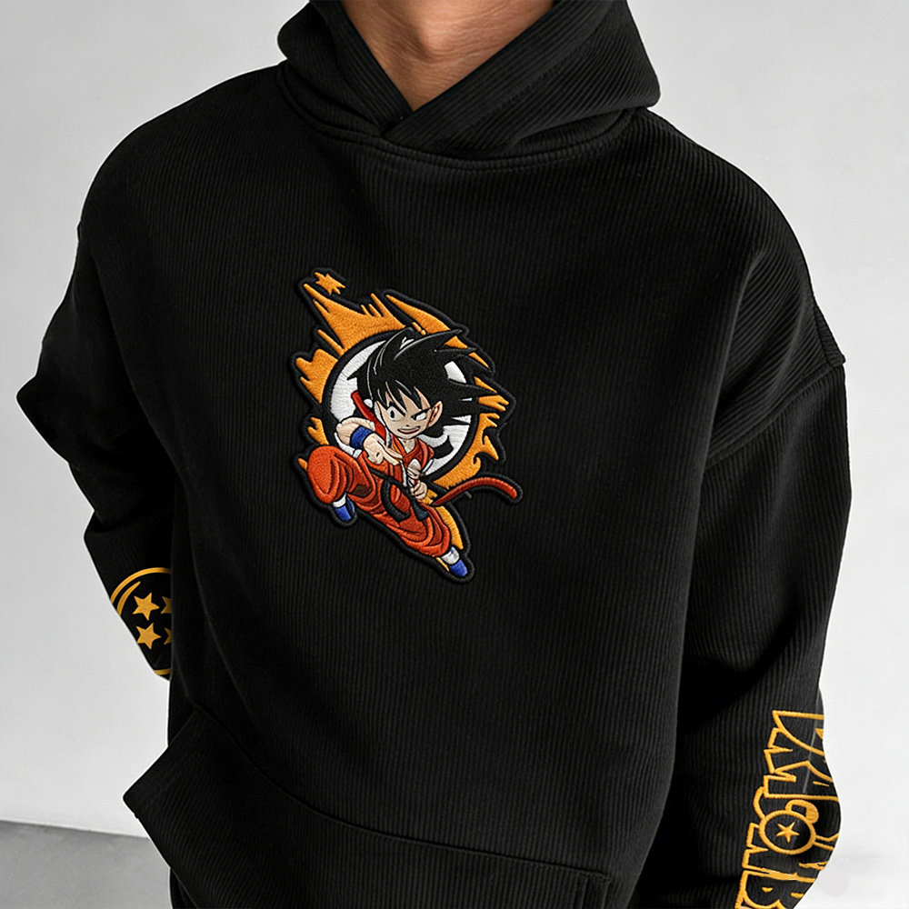 Dragon Ball Color Blocked Corduroy Hoodie