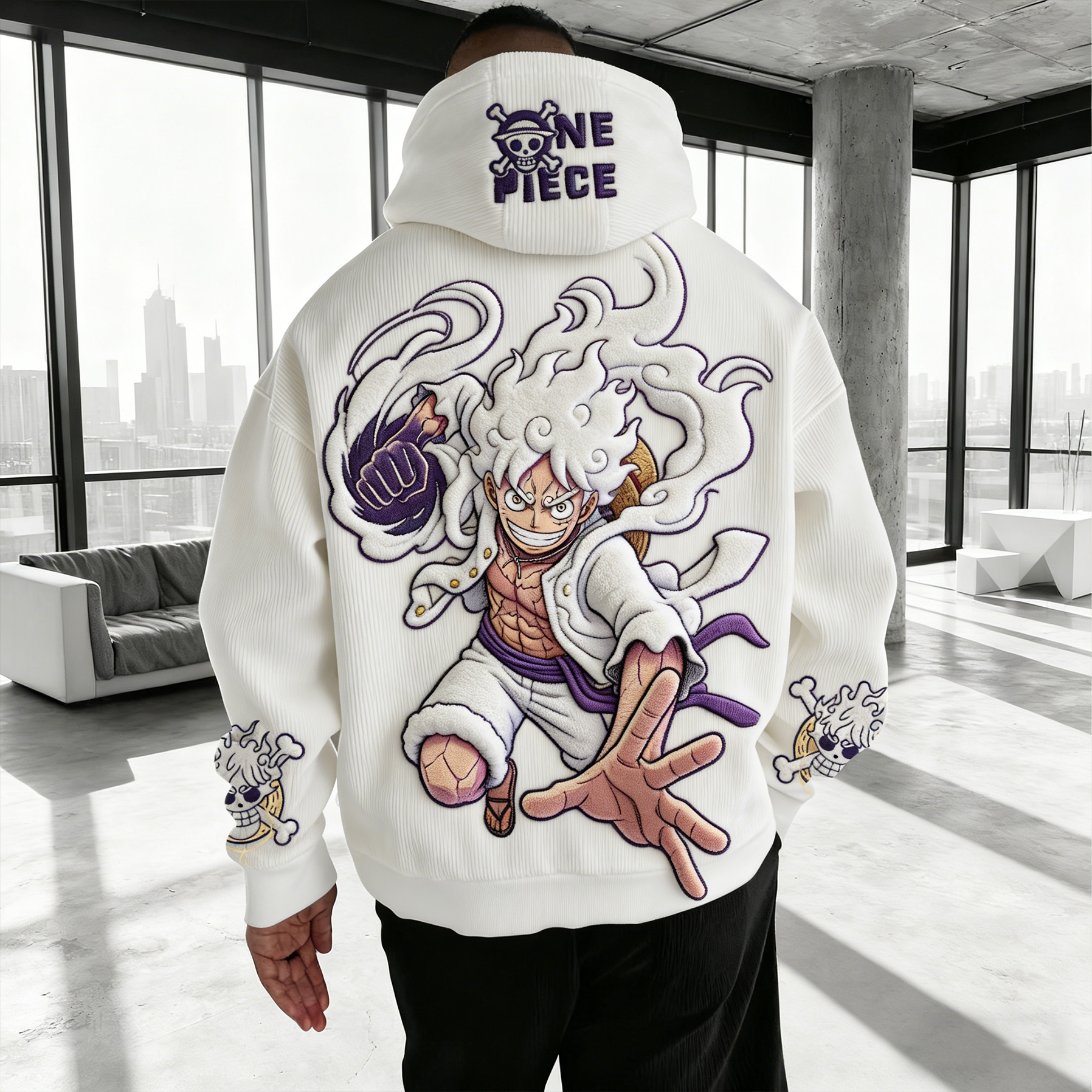 ONE PIECE Color Blocked Corduroy Hoodie