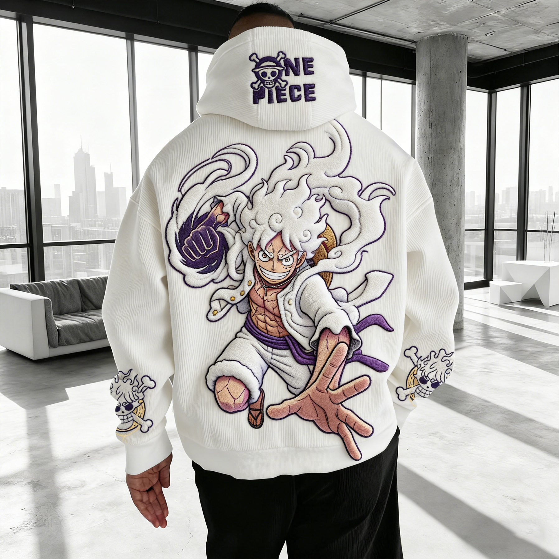 ONE PIECE Color Blocked Corduroy Hoodie