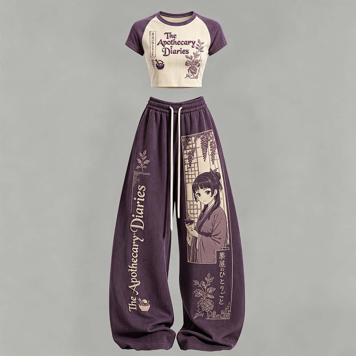 [Copy]The Apothecary Diaries T-Shirt & Elasticated Trousers Two-Piece Set