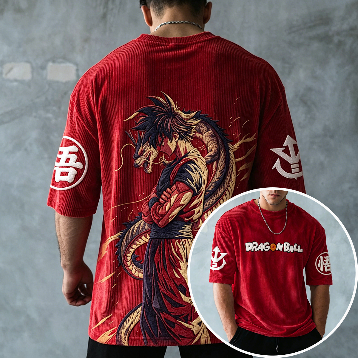 Dragon Ball Anime-Inspired Vintage Waffle Knit T-Shirt