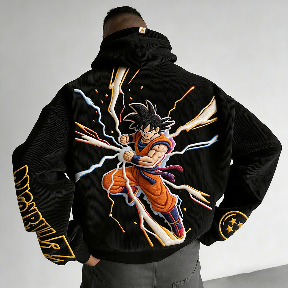 Dragon Ball Color Blocked Corduroy Hoodie
