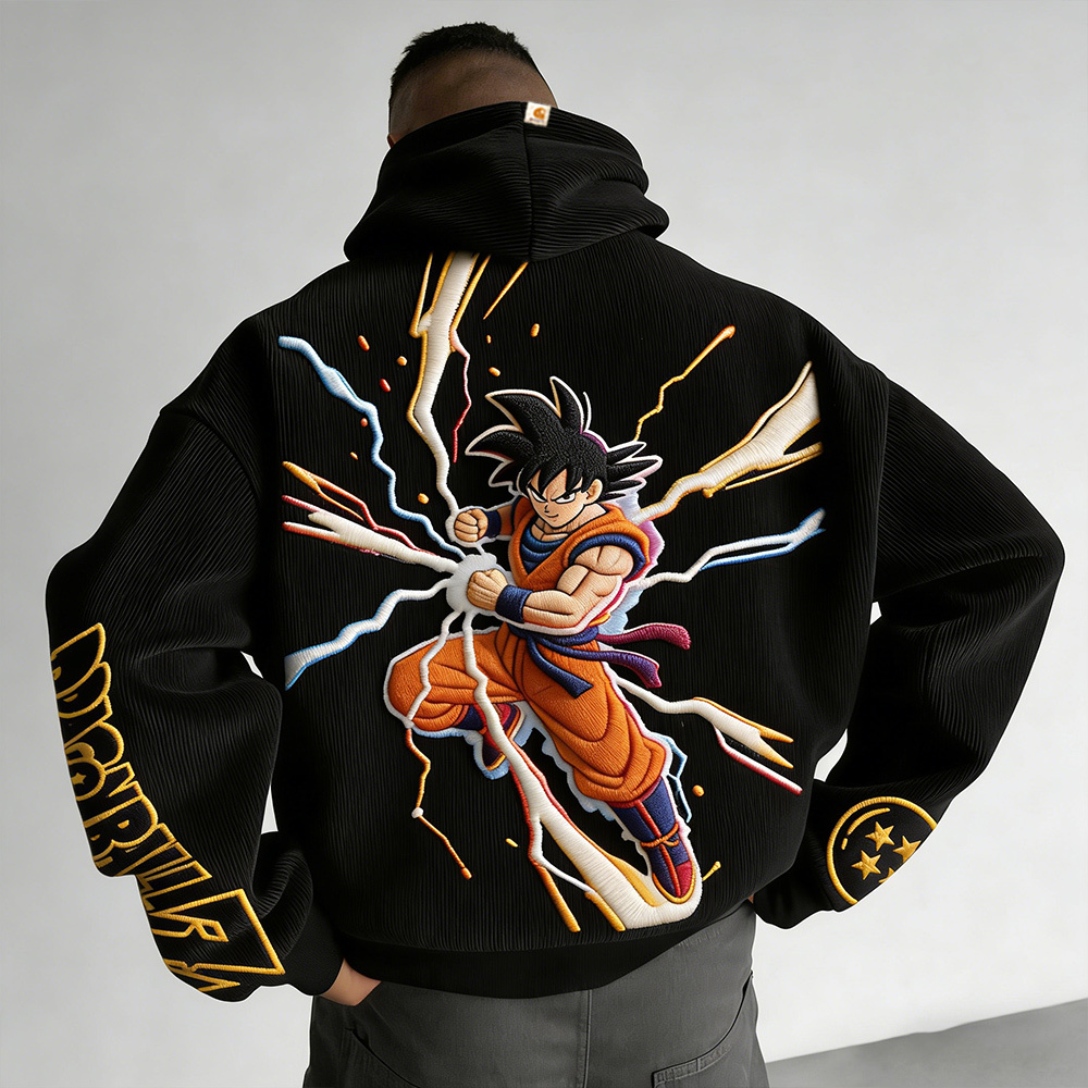 Dragon Ball Color Blocked Corduroy Hoodie