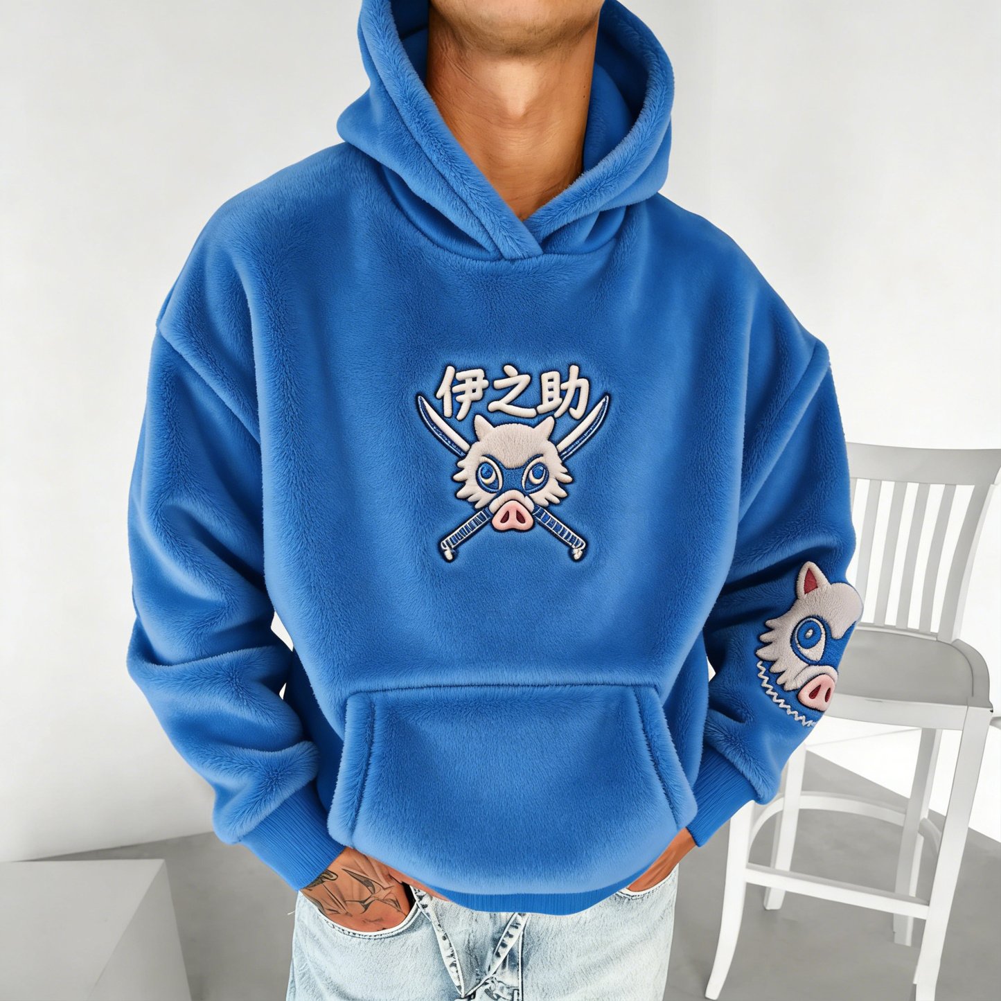 Demon Slayer Color-blocked Plush Hoodie