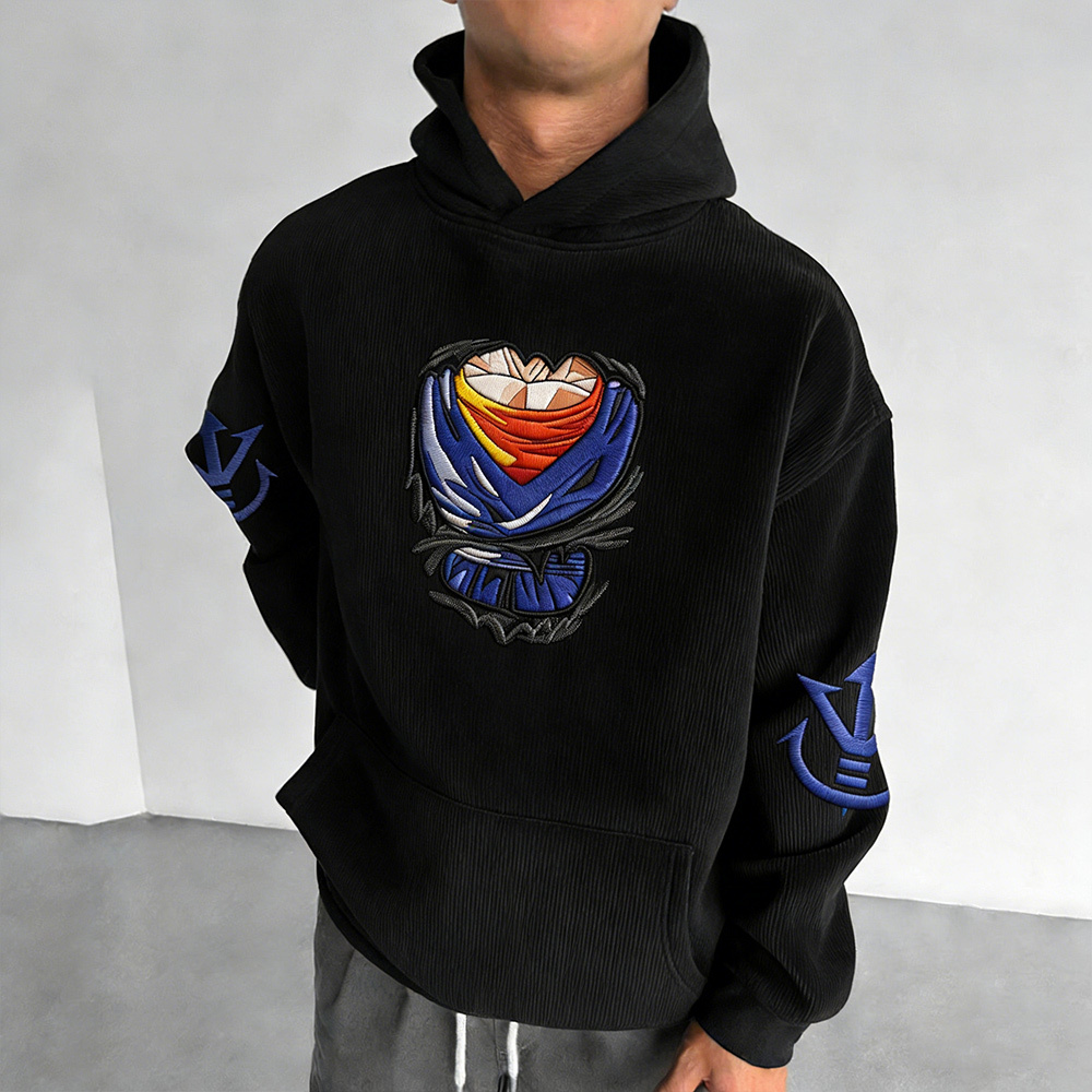 Dragon Ball Color Blocked Corduroy Hoodie