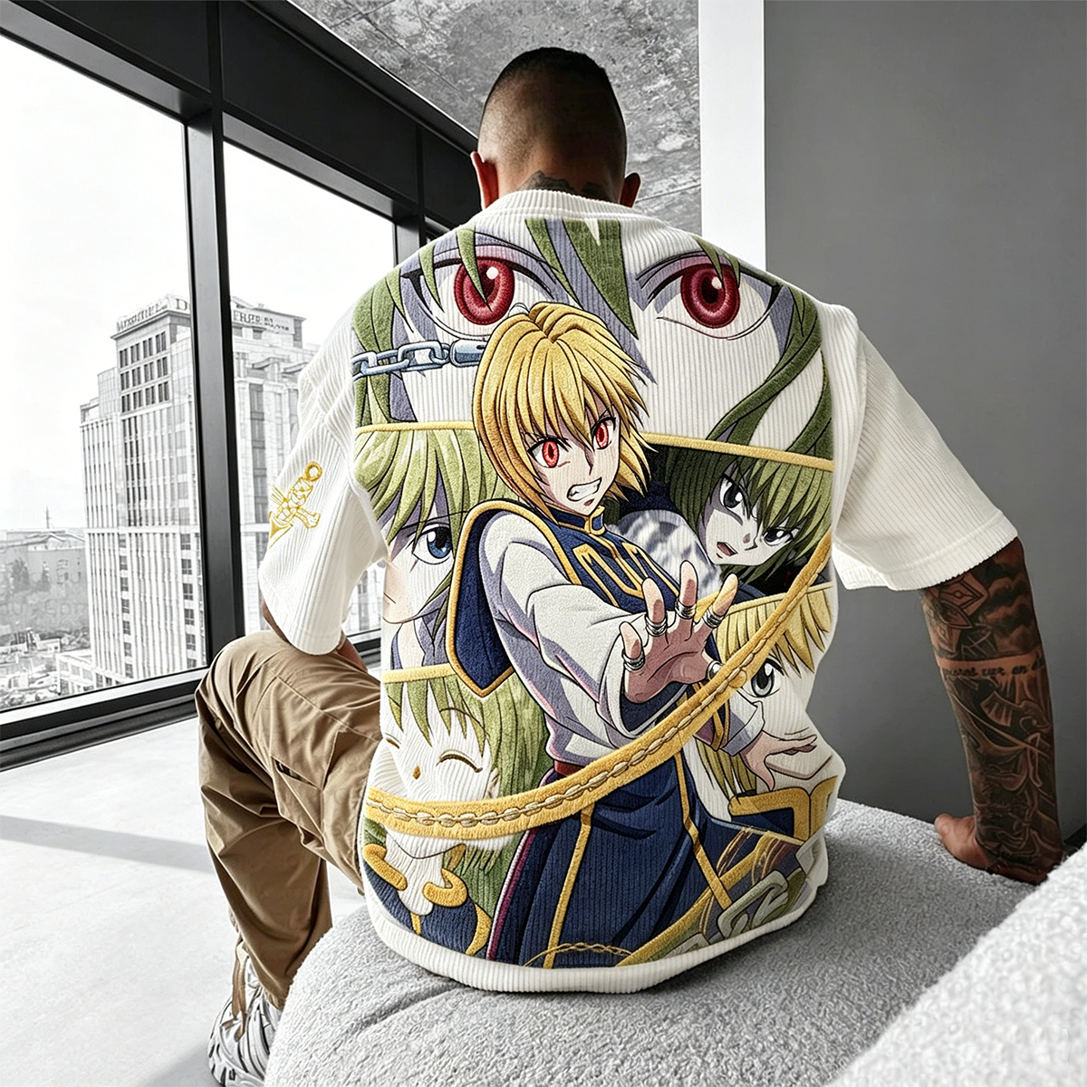 Hunter × Hunter Anime-Inspired Vintage Waffle Knit T-Shirt