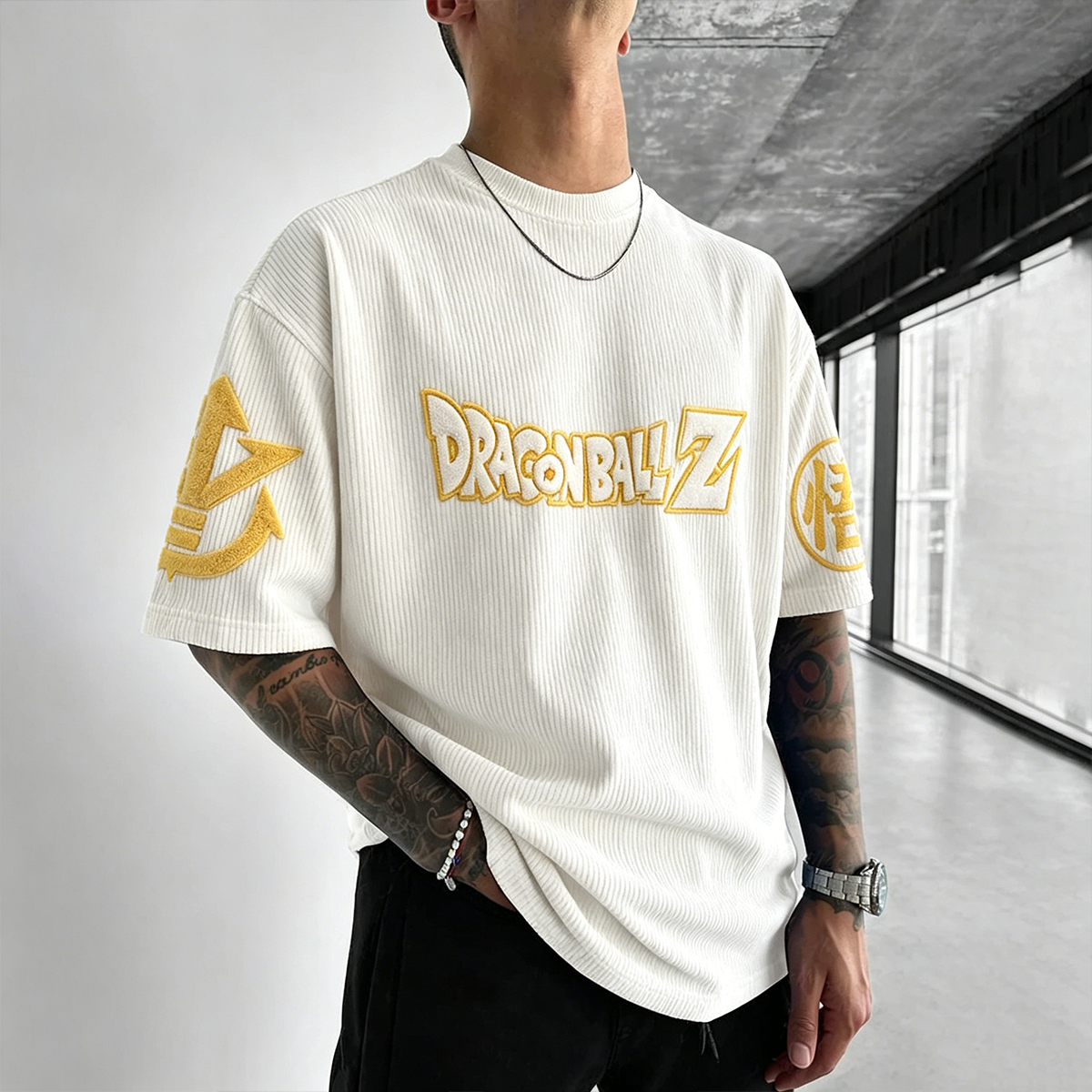Dragon Ball Anime-Inspired Vintage Waffle Knit T-Shirt