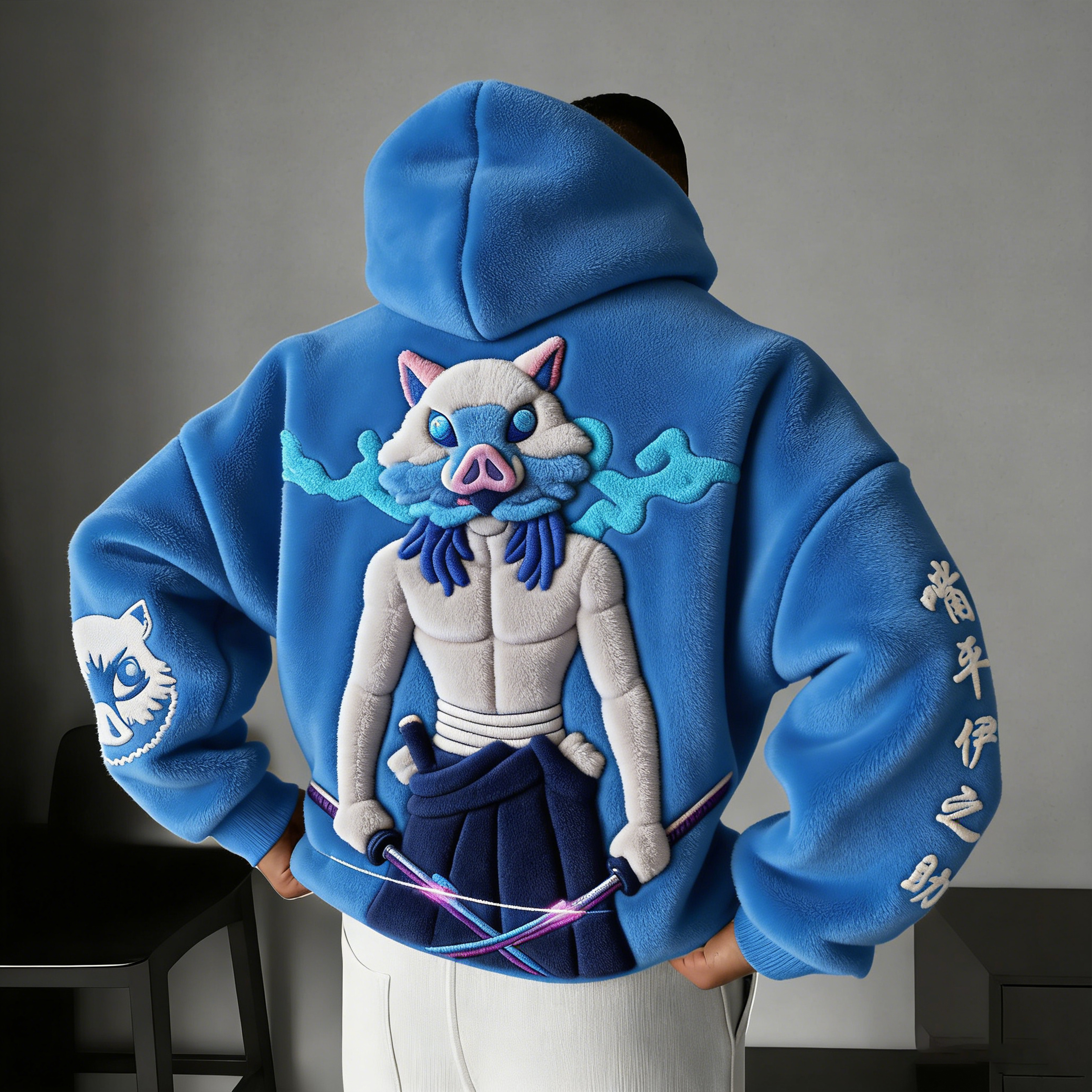 Demon Slayer Color-blocked Plush Hoodie