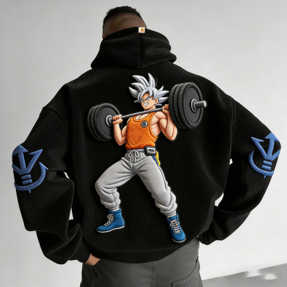 Dragon Ball Color Blocked Corduroy Hoodie