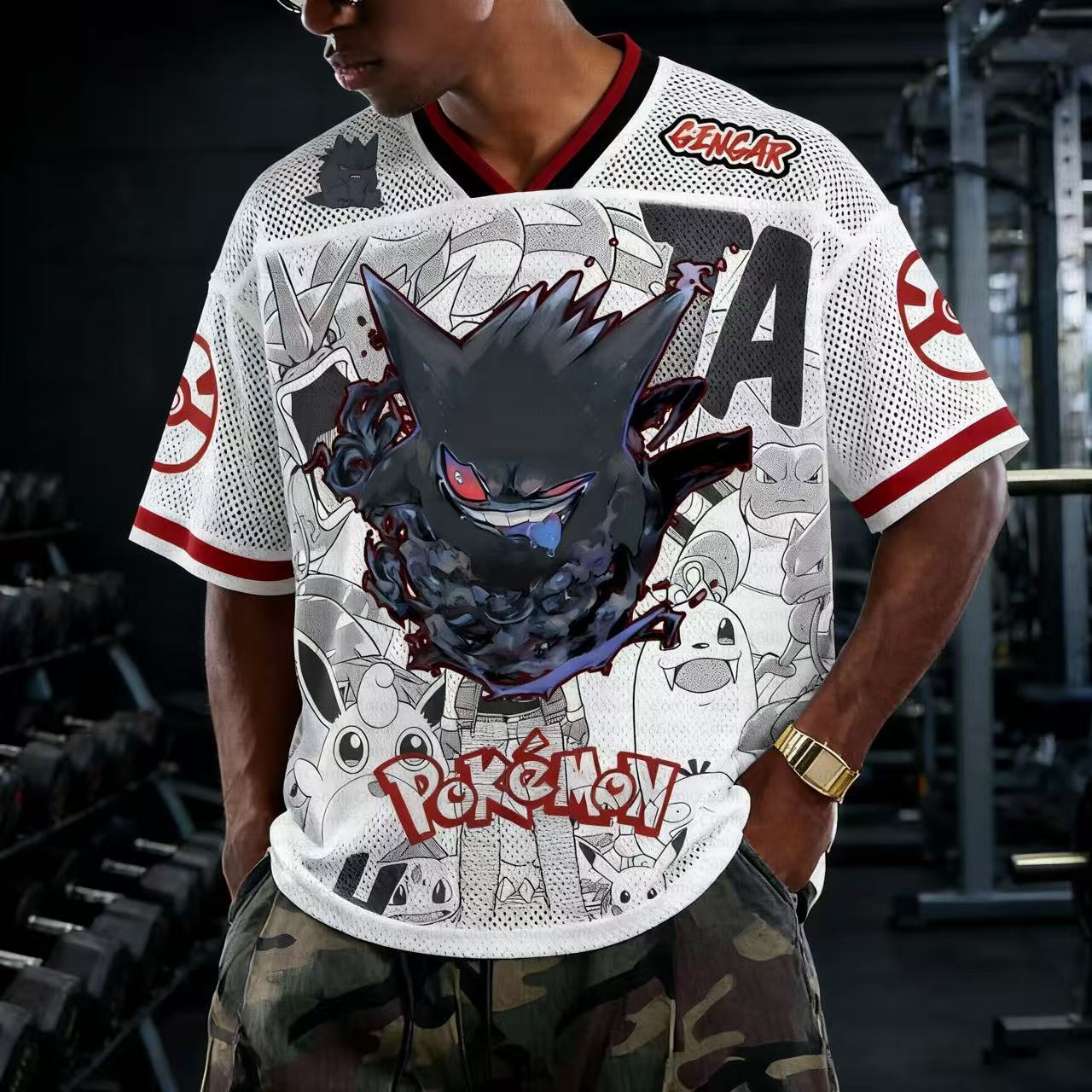 Unisex Anime Retro Mesh Sports Jersey T-Shirt