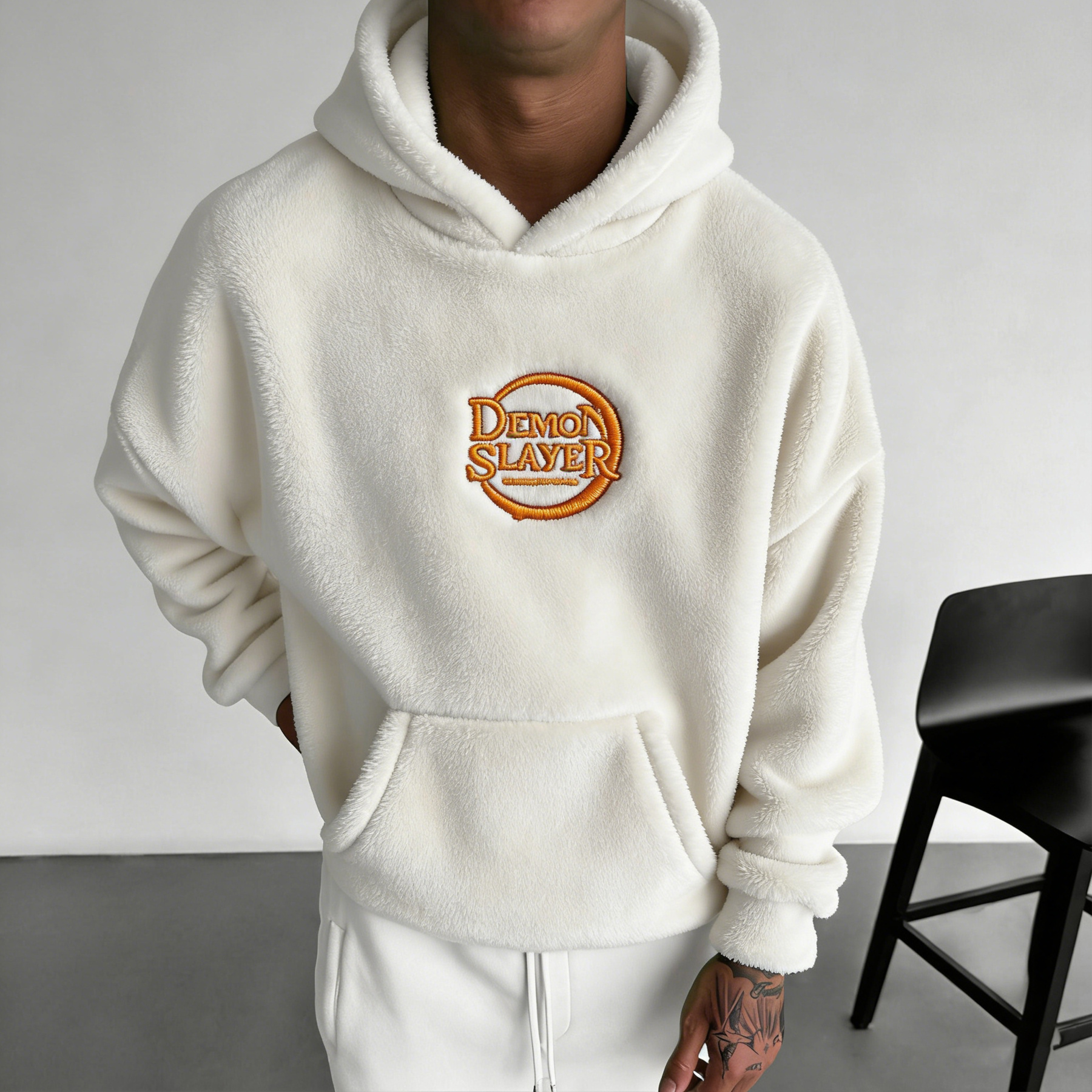 Demon Slayer :Tanjiro Kamado Color-blocked Plush Hoodie