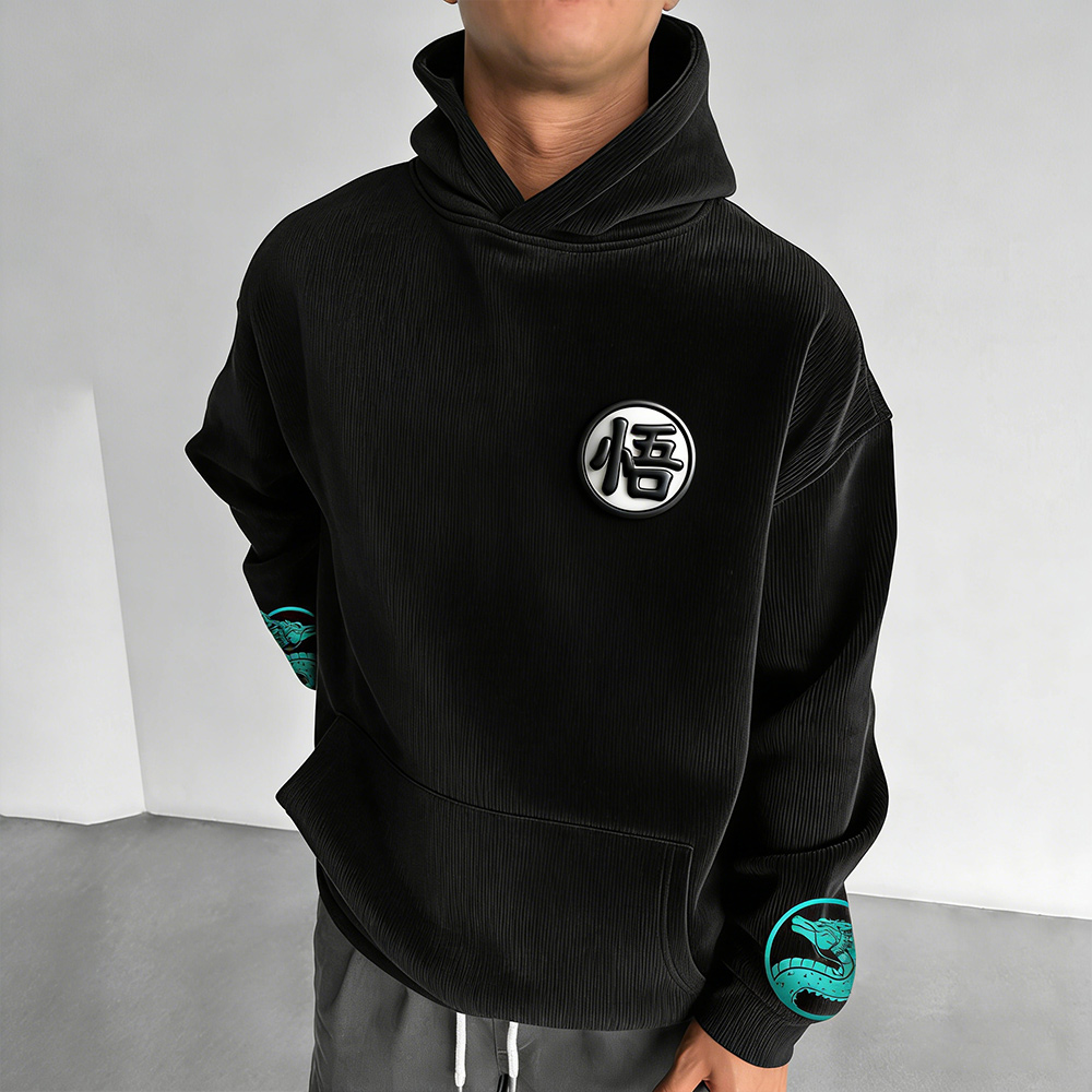 Dragon Ball Color Blocked Corduroy Hoodie