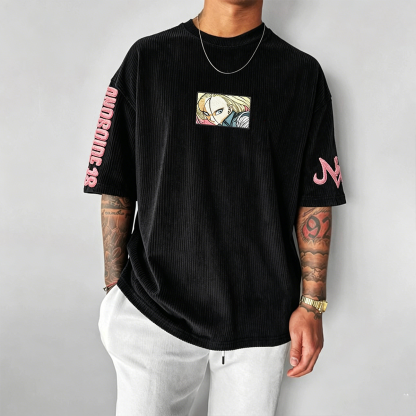 Dragon Ball Anime-Inspired Vintage Waffle Knit T-Shirt