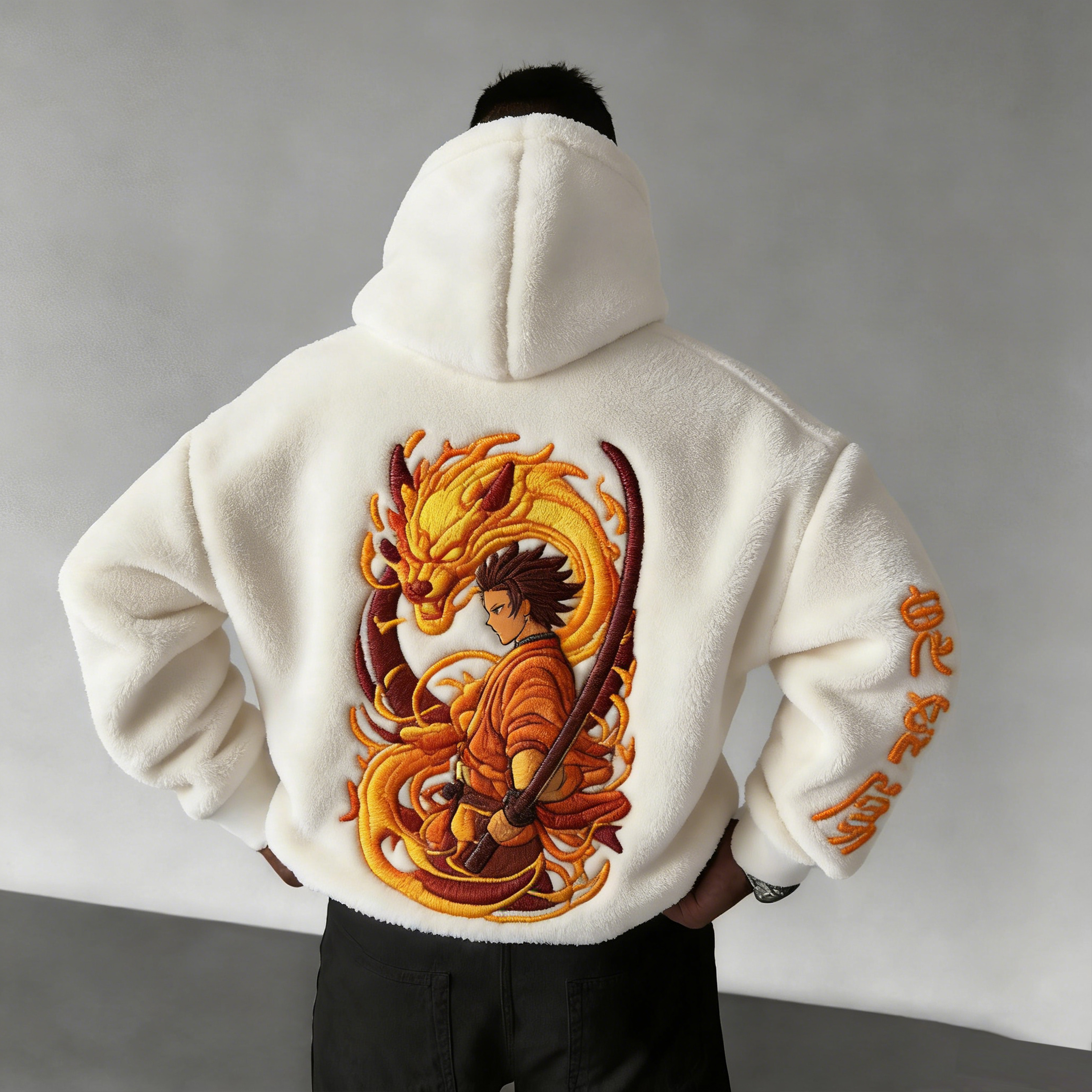 Demon Slayer :Tanjiro Kamado Color-blocked Plush Hoodie