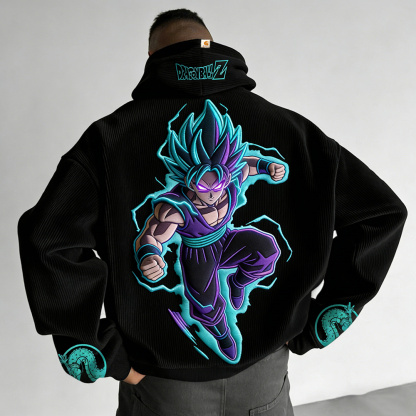 Dragon Ball Color Blocked Corduroy Hoodie