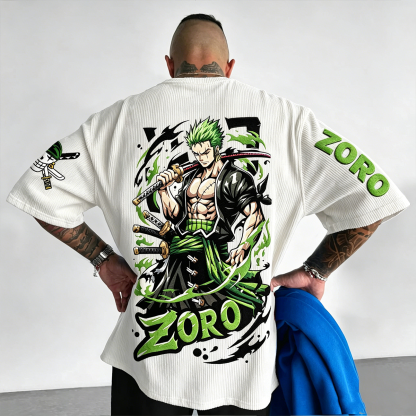 One Piece Anime Vintage Waffle Knit T-Shirt